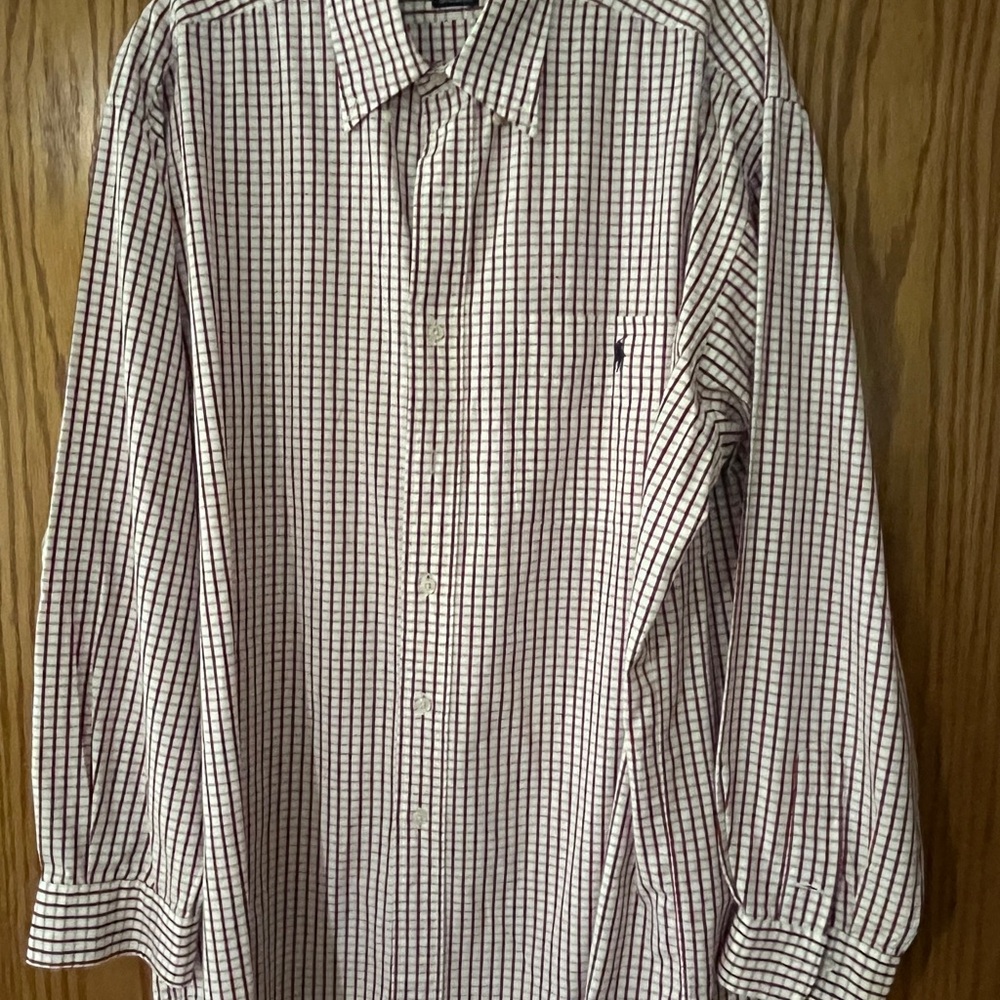 Ralph Lauren Red Blue and White Casual Button Down Shirt